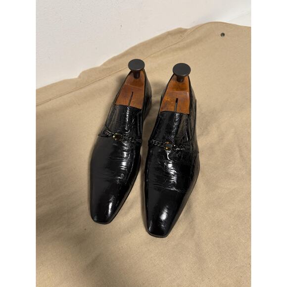 Stefano Castelli Shoes Mens Size 42 Black Loafers Slip On Chain Bit Made Italy main image 8